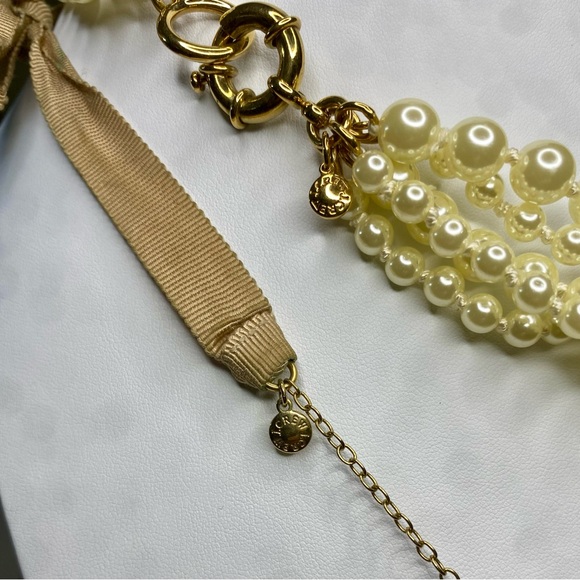 J. Crew Multi-strand Off White Faux Pearl Necklace bundle Brown Faceted Beaded - Picture 15 of 17